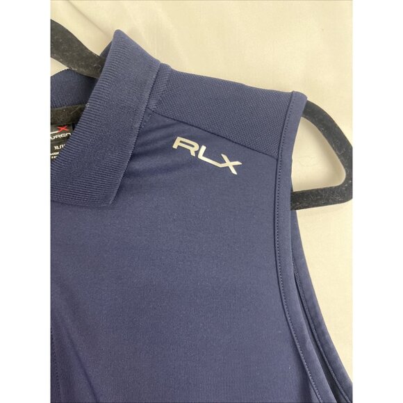 RLX Ralph Lauren Navy Blue Sleeveless Golf Shirt Ladies Size XL - Picture 2 of 9